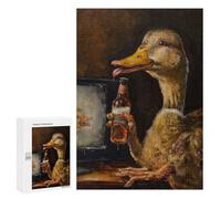 Winter Activity Gift: Drunk Duck Drinking Beer, 300 PCS, Adult Wooden Jigsaw, for Mindful Indoor Entertainment