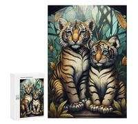 Winter Activity Gift - Enchanted Forest Tiger, Displayable Picture Puzzle, 300 PCS, with A Decorative Finished Picture