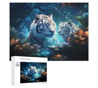 Winter Activity Gift - Enchanted Forest with White Tigers, Decorative Jigsaw for Grown-Ups, 500 PCS; for Couples, Friends And Family
