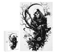 Winter Activity Gift - Grim Reaper with Scythe And Roses, Displayable Picture Puzzle, 1000 PCS, with A Decorative Finished Picture