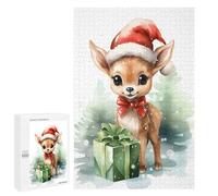Winter Activity Gift - Jolly Happy Deer Christmas, Displayable Picture Puzzle, 1000 PCS, with A Decorative Finished Picture