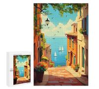 Winter Activity Gift - Mediterranean Street View, Decorative Jigsaw for Grown-Ups, 1000 PCS; for Couples, Friends And Family