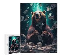 Winter Activity Gift - Money Bear Dollar Bills, Decorative Jigsaw for Grown-Ups, 500 PCS; for Couples, Friends And Family