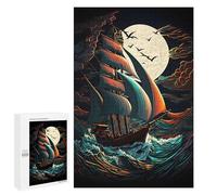 Winter Activity Gift: Sailor Boat Sea Clouds, 1000 PCS, Decorative Wooden Puzzle - for Detail-Focused Puzzlers