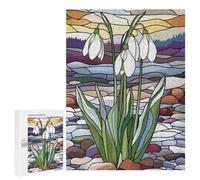 Winter Activity Gift - Snowdrops in Stained Glass, Decorative Jigsaw for Grown-Ups, 500 PCS; for Couples, Friends And Family