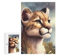 Winter Activity Gift - Snowy Leopard Cub Gazing, Jigsaw Puzzle for Adults, 1000 PCS - to Assemble, Frame And Display