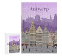 Winter Activity Gift - Travel to Antwerp, Displayable Picture Puzzle, 300 PCS, with A Decorative Finished Picture