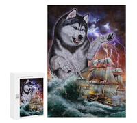 Winter Activity Gift - Wolf Sailing Storm, Jigsaw Puzzle for Adults, 300 PCS - to Assemble, Frame And Display