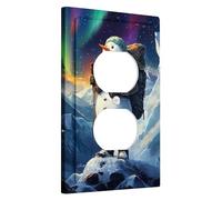 Winter Adventure Snowman Light Switch Cover Plates/Outlet Covers, Colorful Northern Lights for Holiday Decor, PVC Wall Plates, Standard Size Single Duplex Outlet