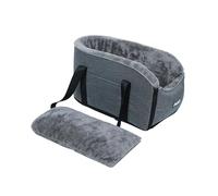 Winter & All-Season Small Dog and Cat Car Seat for Console, Portable Pet Carrier Handbag with Removable Washable Pad, Wide Vision Relief Motion Sickness, Travel Bed (Gray, 22x45cm)