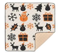 Winter Amber Orange Black Christmas Soft Padded Baby Play Tummy Time Mat for Floor Non-Toxic Foldable Tummy Time Mat for Baby Kids Toddlers Infants, 50'' x 50''