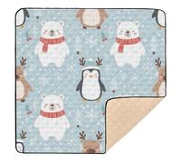 Winter Animals Christmas Seamless Pattern Large Sturdy Baby Activity Play Mat for Indoor Outdoor One-Piecing Activity Entertainment Mat for Baby Toddler Infant, 50'' x 50''