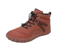 Winter Ankle Boots for Couples, Fashion Slip On Boots with Fleece Lining, Warm, Comfortable, Elastic Lace Up Design for Cold Weather, Outdoor Walking, Hiking, Casual Daily Wear, brown, 13.5 UK