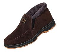 Winter Ankle Boots Men's Lined Winter Shoes Non-Slip Soles Snow Shoes Thick Fleece Winter Boots Plain Slip Boots Cosy Thermal Shoes for Sports and Leisure, a, 10 UK