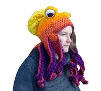 Winter Apparel Party Tricky Funny Head Cover Crochet Yarn Hat Crochet Hat The Perfect Addition to Your Everyday Winter Wardrobe Cut Proof Hood (A, One Size)