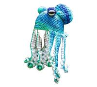 Winter Apparel Party Tricky Funny Head Cover Crochet Yarn Hat Crochet Hat The Perfect Addition to Your Everyday Winter Wardrobe Cut Proof Hood (BU1, One Size)