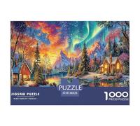 Winter Aurora Scene 1000 Pc Recycled Paper Adult Jigsaws - Cottage (lake Northern Lights) Challenging Puzzles, for Men And Women Great Gift Idea38x26cm/1000pcs