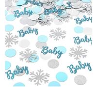 Winter Baby Birthday Party Confetti,Christmas Snowflake Confetti Decorations,Baby Shower Decorations with Dots, Blue Table Scatter for Boy Girl Gender Reveal Decor