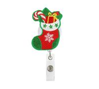 Winter Badge Reel Cute Needle Felted Christmas Stocking Badge Holder Retractable Clip for Nurse Nursing Doctor Holiday Nurse Badge Reels Holiday Name Tag Acrylic Alligator Clip for Nursing Teacher
