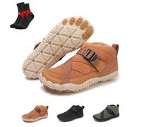 Winter Barefoot Shoes,Warm Ankle Booties,Waterproof Fur Lined Barefoot Hiking Boot,Unisex Five Finger Snow Booties(Camel,10 UK)