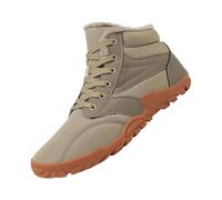 Winter Barefoot Shoes Warm Lined Winter Shoes for Men Women Wide Toe Box Winter Boots Non-Slip Snow Boots Extra Comfortable Winter Boots Lace-up Ankle Boots Trail Running Shoes Snow Boots, khaki, 9.5