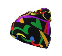 Winter Beanie Hat â€“ Gay Pride Rainbow Full Print Design, Lightweight Unisex Accessories for Cold Weather, Travel, Black, One size