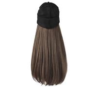 Winter Beanie Hat Knit with Long straight hair 15.7 Inch Extensions Winter Warm Knit Hat Beanie Synthetic Hairpiece for Girls