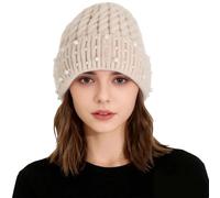 Winter Beanie Hats With Ear Flaps, Versatile Winter Knit Bead Dome Hat Warm Solid Cap for Cold Weather