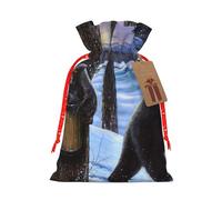 (Winter Bear) Christmas Burlap Gifts Bag With Drawstring Xmas Linen Burlap Gift Candy Pouch For Wedding Party Festival Decorating S