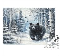 Winter Bear Walk 100% Recycled Cardboard Black Bear Walking in Snowy Forest 1000 Piece Puzzle for Adults The Impossible Challenge Fun Present 52x38cm/1000pcs