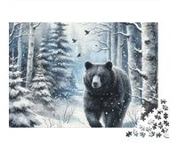 Winter Bear Walk 1000 Piece Jigsaw Puzzle for People with BearInSnowyWoods Stress And Anxiety Classic Educational Games Recycled Cardboard 52x38cm/1000pcs