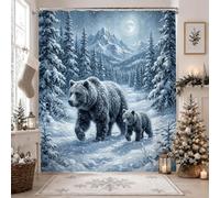 Winter Bear Wildlife Scene Shower Curtain 62x72 Inch