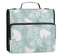 Winter Bears Polar Blue Print 3 Ring Zipper Binder with Shoulder Strap Handle 1.5 inch Ring Binders Keeper 500 Sheets Capacity Expanding File Folder for School Office Supplies