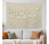 Winter Bells Cream Tapestry, Snowflakes Decorative Wall Hanging, Festive Tapestries Aesthetic for Living Room, Bedroom, Home Decor 80x60 Inch