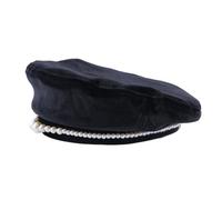 Winter Beret Hat for Women, Black Warm Velvet Beret Cap with Pearl Decor, Solid Color Style Beret Hat Vintage Artist Painter Hat for Women, Black, 7-7 1/4