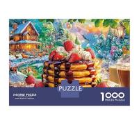 Winter Birthday Scene 1000 Pieces Jigsaw Puzzles Engaging Home Decoration Breakfast Pancakes & Coffee Jigsaw Puzzles Unique Puzzle Gift for Adults & Families 70x50cm/1000pcs
