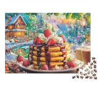Winter Birthday Scene Jigsaw Puzzles for Adults Fun 500 Piece Cartoon Style Toy Intellectual Game Education Game Home Decoration Stress Relief Toy Challenge Educational (500pcs (52x38cm))