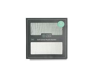 Winter & Bloom Box Soft Grid+Muslin EKO Pack of 2, White/Green