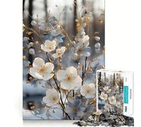 Winter Bloom Elegance Jigsaw Puzzles1000 Pieces Cognitive Train Fun Flawless Interlocking Pieces Birthday Gift Brain Teaser Toy (38x26cm)