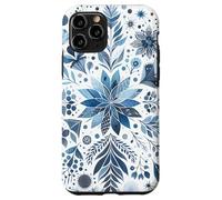 Winter Blue Flower Plant Mandala Pattern Abstract Minimalist Case for iPhone 11 Pro