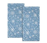 Winter Blue Snowflakes Hand Towels Set of 2 Highly Absorbent Soft Blue Christmas Towels for Bathroom Winter Christmas Deorative Kitchen Towels Washcloth for for House Hotel Gym Spa Yoga Sport 14”x28"