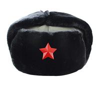 Winter bomber hat Men Women'S Winter Earwarmer Earmuff Hat Soviet And Russian Emblem Bomber Hat Cap-Black_Red_Star