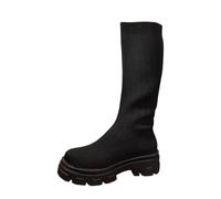 Winter Boots for Women UK Clearance,Womens Black Knee High Boots Today's Deals,Wedge Heel Middle Tube Boot Knitted Thicked Sole Middle Tube Boots Comfortable Elegant Casual Shoes UK Size 3-7.5