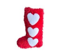 Winter Boots For Women UK, Knee High Boots Women, Keep Warm Fur Booties Fashion Love Heart Pattern Mid Calf Booties Round Toe Flat Evening Party Shoes