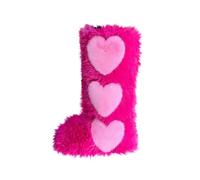 Winter Boots For Women UK, Knee High Boots Women, Keep Warm Fur Booties Fashion Love Heart Pattern Mid Calf Booties Round Toe Flat Evening Party Shoes