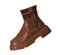 Winter Boots for Women UK Retro Wide Fit Booties Low Heel Lightweight Ladies Booties Biker Brown Shoes Leather Ankle Boots for Women UK