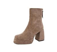 Winter Boots for Women UK Retro Wide Fit Booties Low Heel Lightweight Ladies Booties Extra Wide Calf Knee High Shoes Western Boots Women Khaki