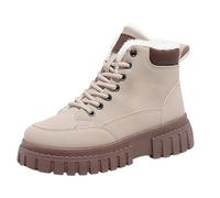 winter boots for women uk Snow Boots Women Round Toe Warm Fluffy Fur Lined Wide fit Wedge Shoes Non-Slip Side Zipper Design Booties Lightweight with Arch Support Boot for Outdoor Walking Khaki 5.5