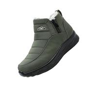 Winter Boots for Women UK Warm Fur Lined Snow Boots Outdoor Zip Flat Waterproof Walking Booties Ladies Slip On Ankle Booties for Hiking Camping Climbing Green