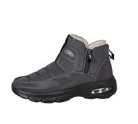 Winter Boots for Women UK Wide Fit Waterproof Mid Calf Snow Boots with Warm Fleece Lining, Non-Slip Outdoor Traction Sole, Easy Pull-On Design for Walking Comfort Arch Support n19 Grey